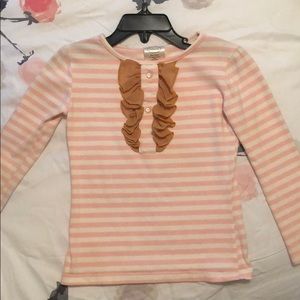 Persnickety striped shirt brown ruffle size 3 & 4